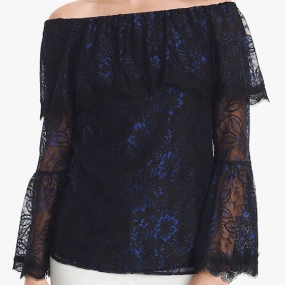 WHBM OFF-THE-SHOULDER LACE TOP - Picture 5 of 7